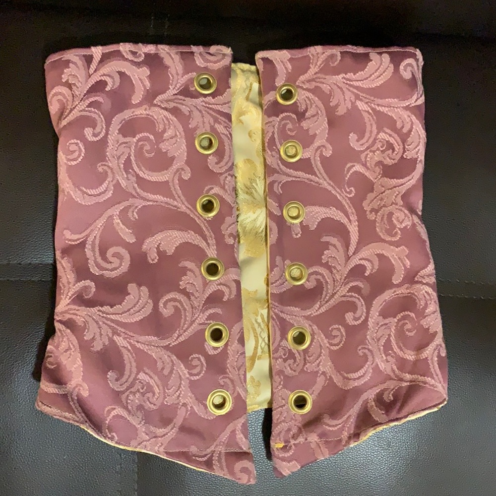 Reversible pink & gold pirate medeival corset costume halloween renaissance fair